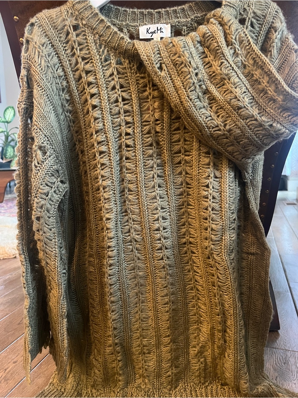 Men's Olive Green Cable Knit Sweater